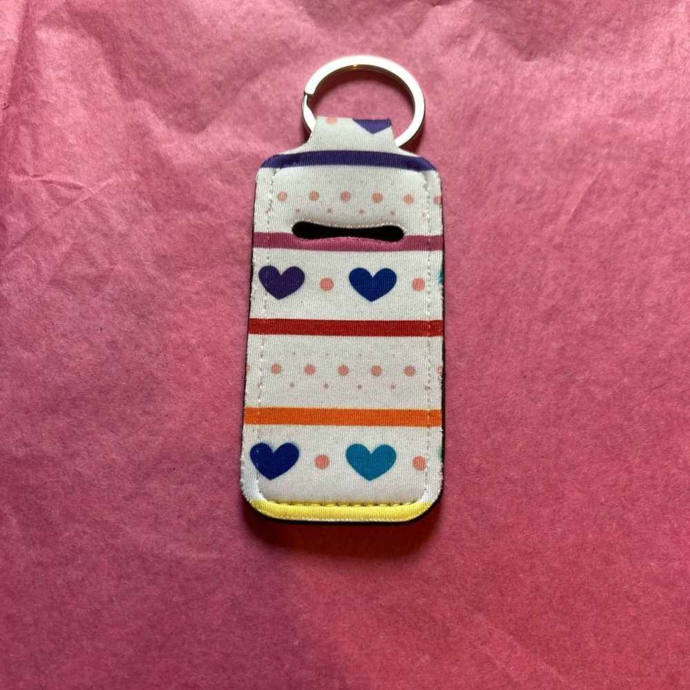 Colorful Heart Pattern Chapstick\Lighter keychain